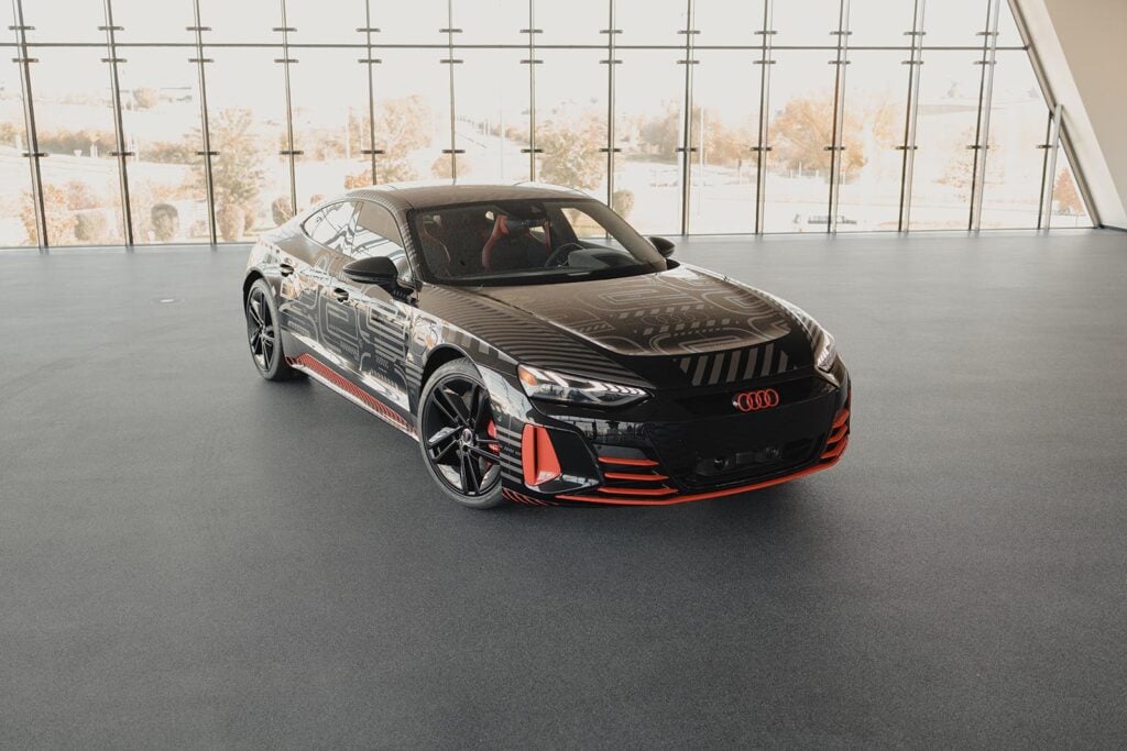 Black Audi e-tron GT window showroom