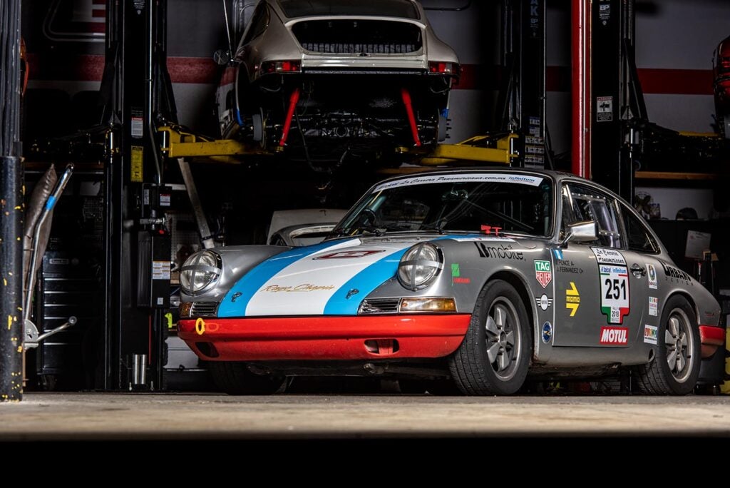 Porsche 912 custom livery in garage