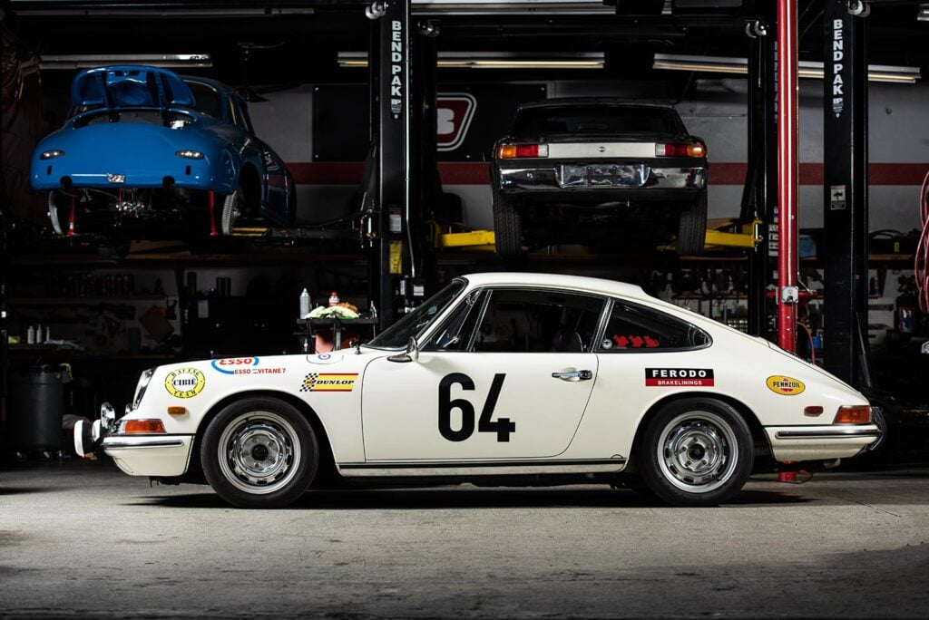 White Porsche 912 in a garage