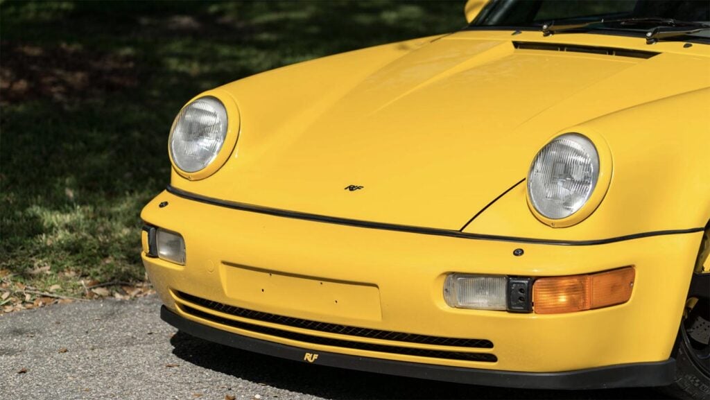 yellow 911 close up