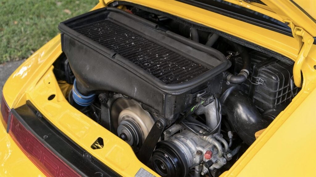 Engine closeup of yellow 964