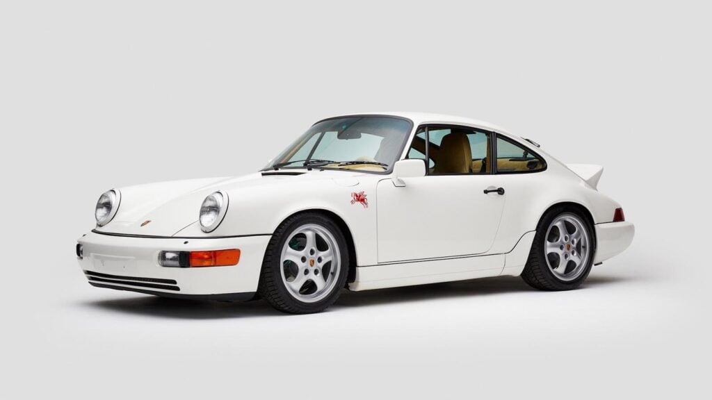 white Porsche 964 on white background