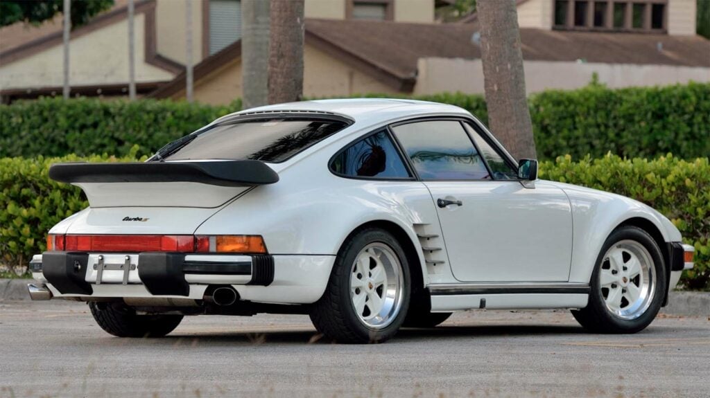 3/4 side profile white Porsche 930 Slantnose Turbo