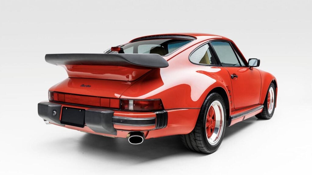 Red Porsche 930 Turbo rear shot