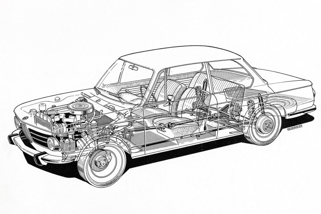 drawing of an 02 Series BMW 