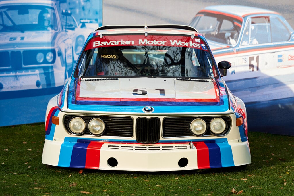 closeup of BMW CSL on grass