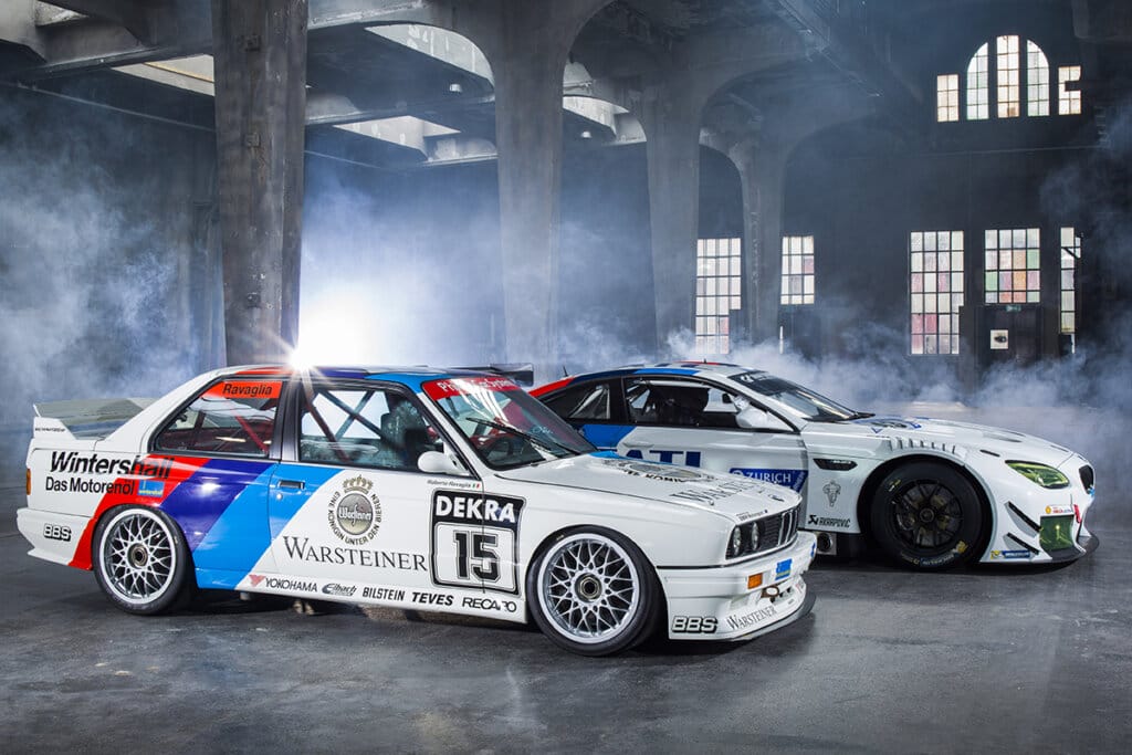 BMW E30 M3 and M6 cars in warehouse