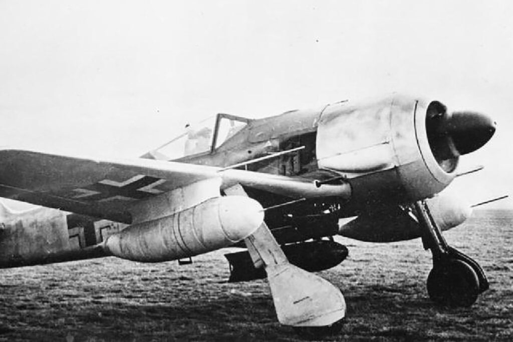 black and white photo of 190 Fighter Bomber