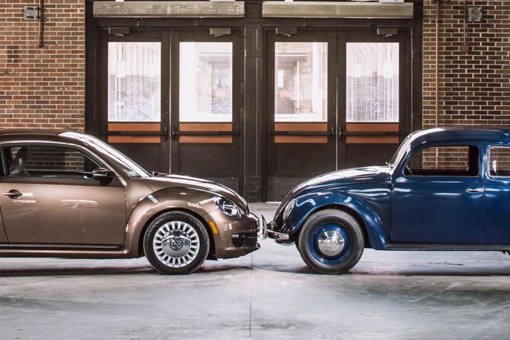 two VW Bugs in garage