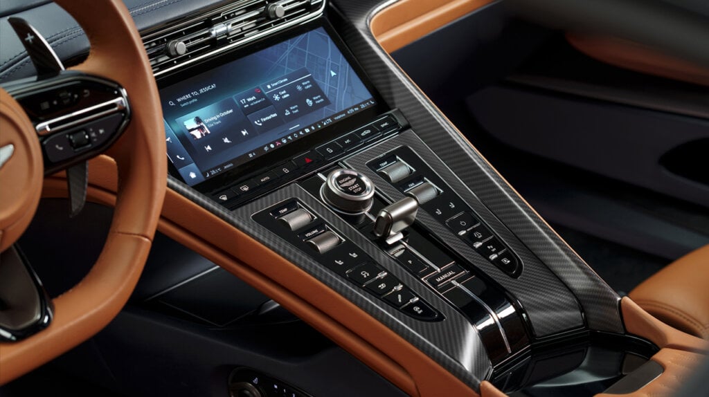 Center console of the Aston Martin DB12 Super Tourer