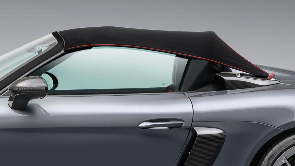 sun roof of grey porsche spyder rs