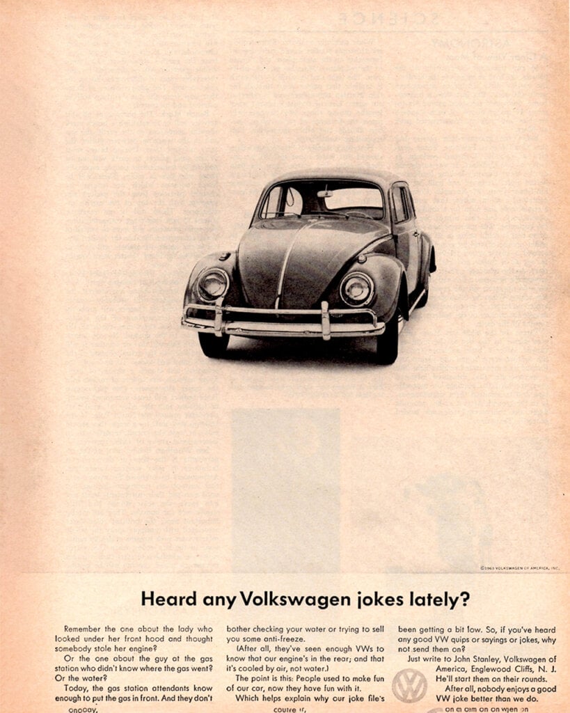 1960s VW advertisement from Doyle Dane Bernbach