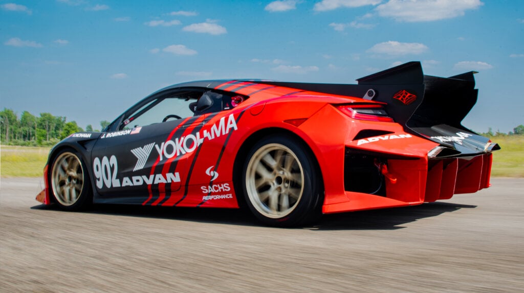 Black and Red 2022 NSX Type S Active Aero Study Pikes Peak race car driven by James Robinson