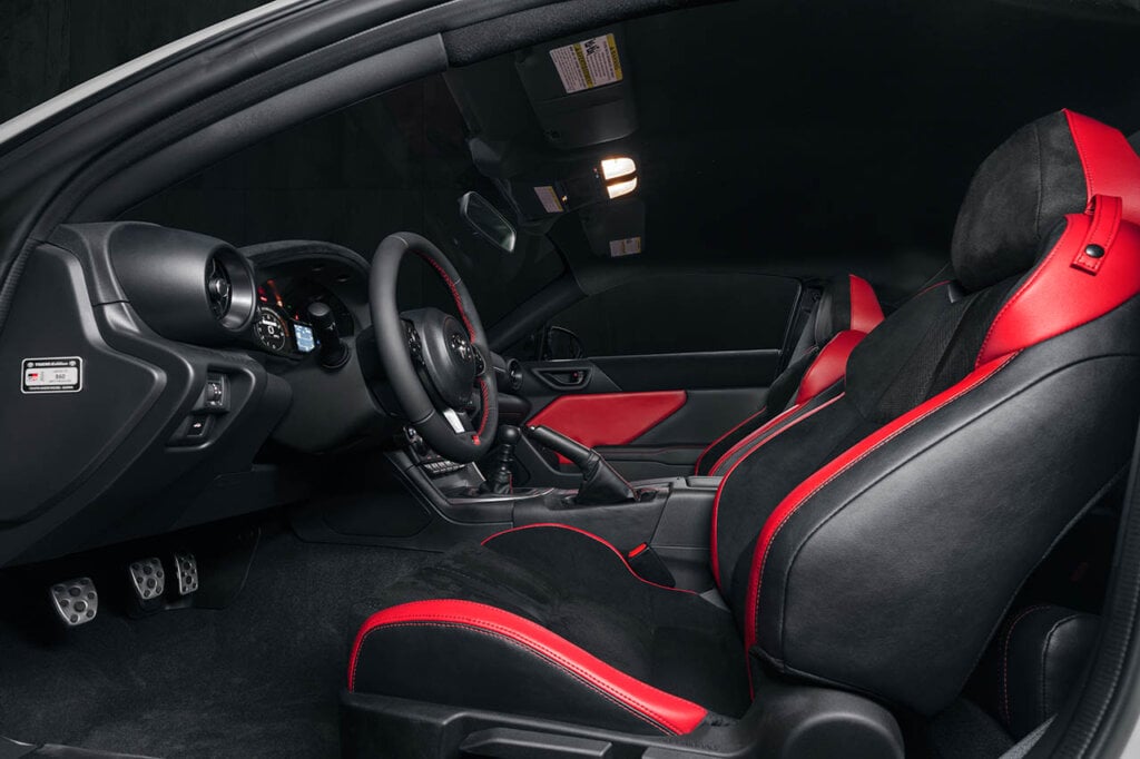 black/red interior of a GR86 trueno model 