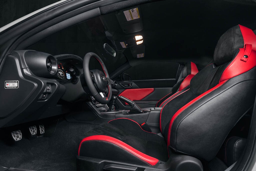black/red interior of a GR86 trueno model