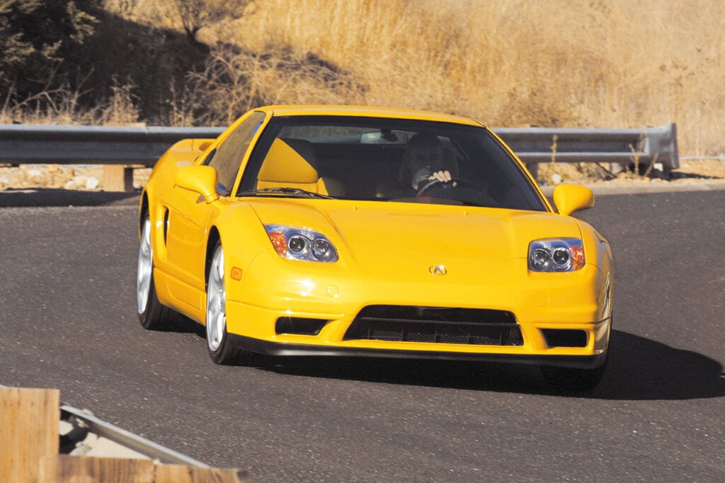 yellow 2002 acura nsx with facelift
