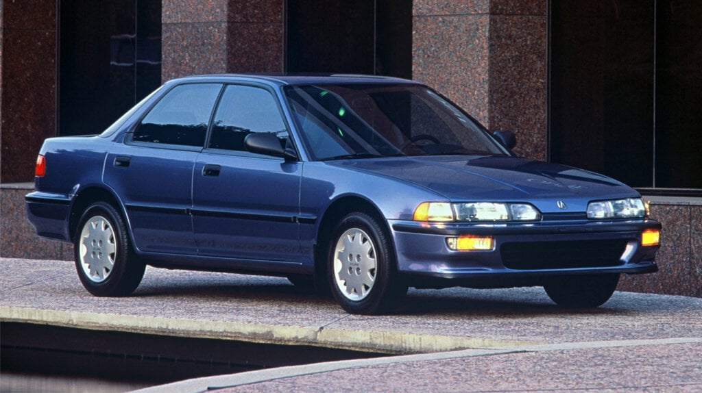Blue 1992 Honda Integra in a city