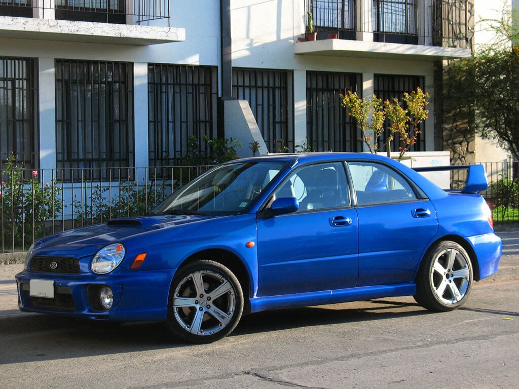blue 2002 Subaru Impreza 2.0 GT model