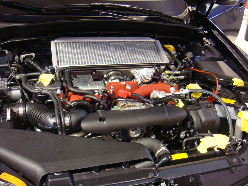 engine of a subaru impreza wrx 