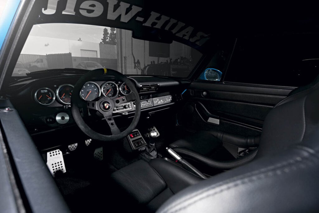 black interior of a rwb porsche
