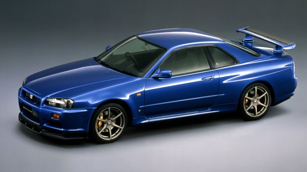blue nissan skyline GT-R R34