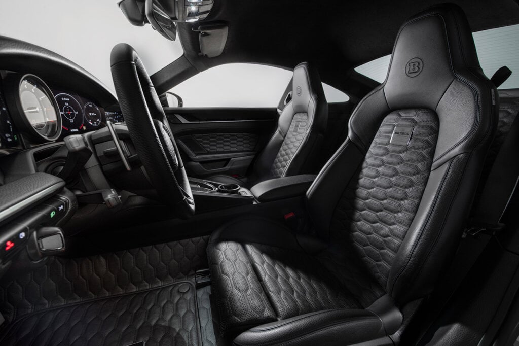 Interior of a Turbo S on black leather