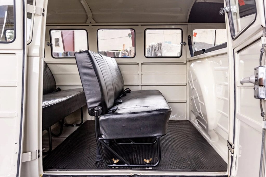 black leather Interior of Kombi bus