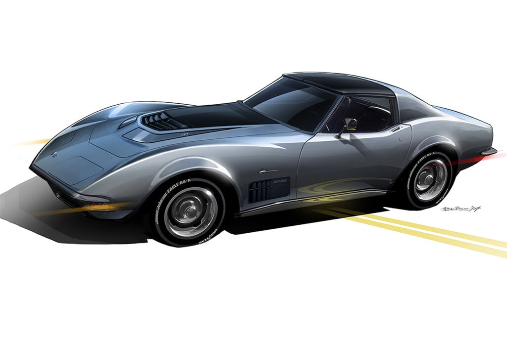 Photo of a concept C3 Corvette for Racing Legend Jimmie Johnson