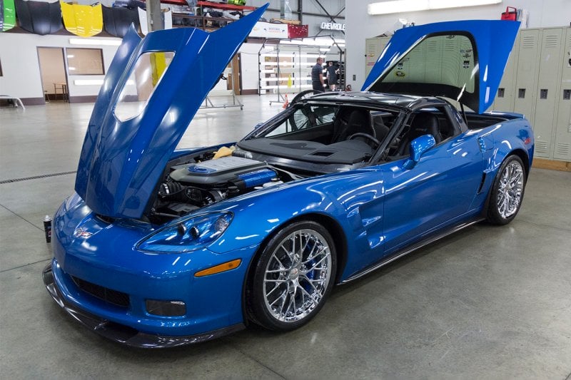Blue ZR1 with trunk and hood open