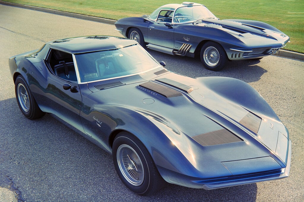 two black c3 corvettes "Mako Shark"