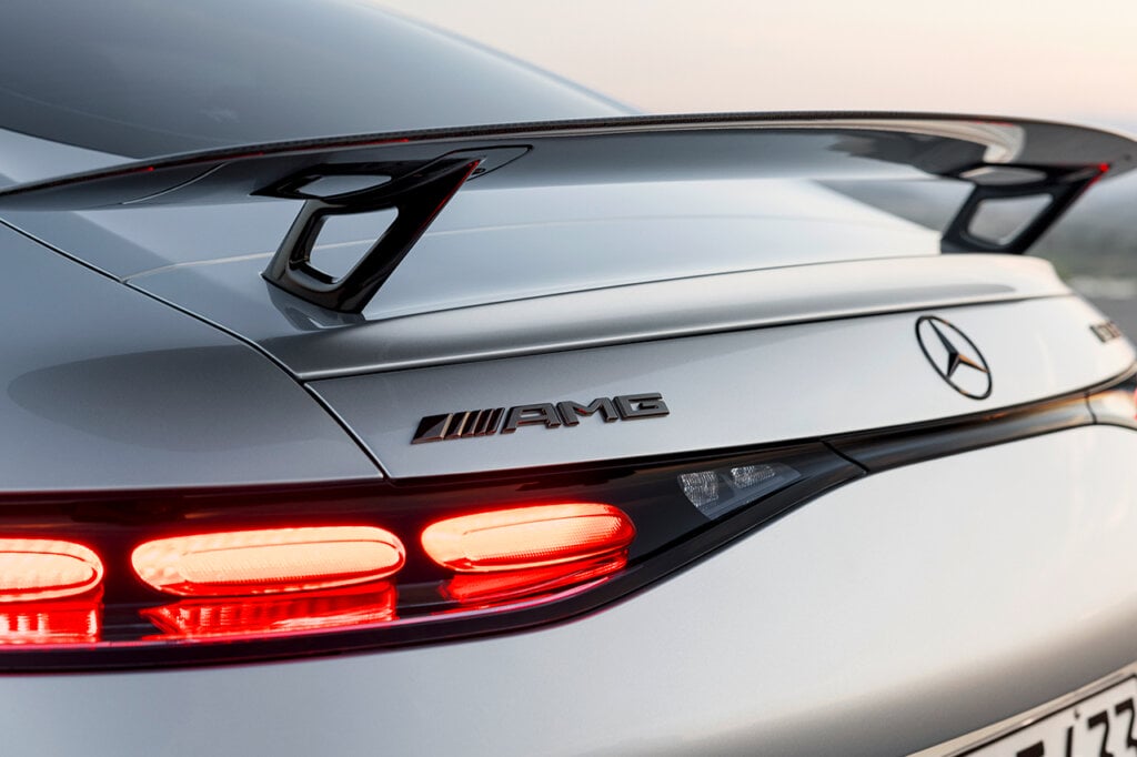 Rear taillights with spoiler wing on AMG Mercedes
