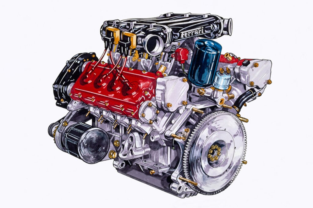 Drawing of an F40 V8 with color