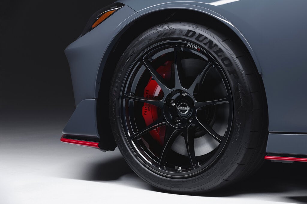 closeup of wheel and tire on car