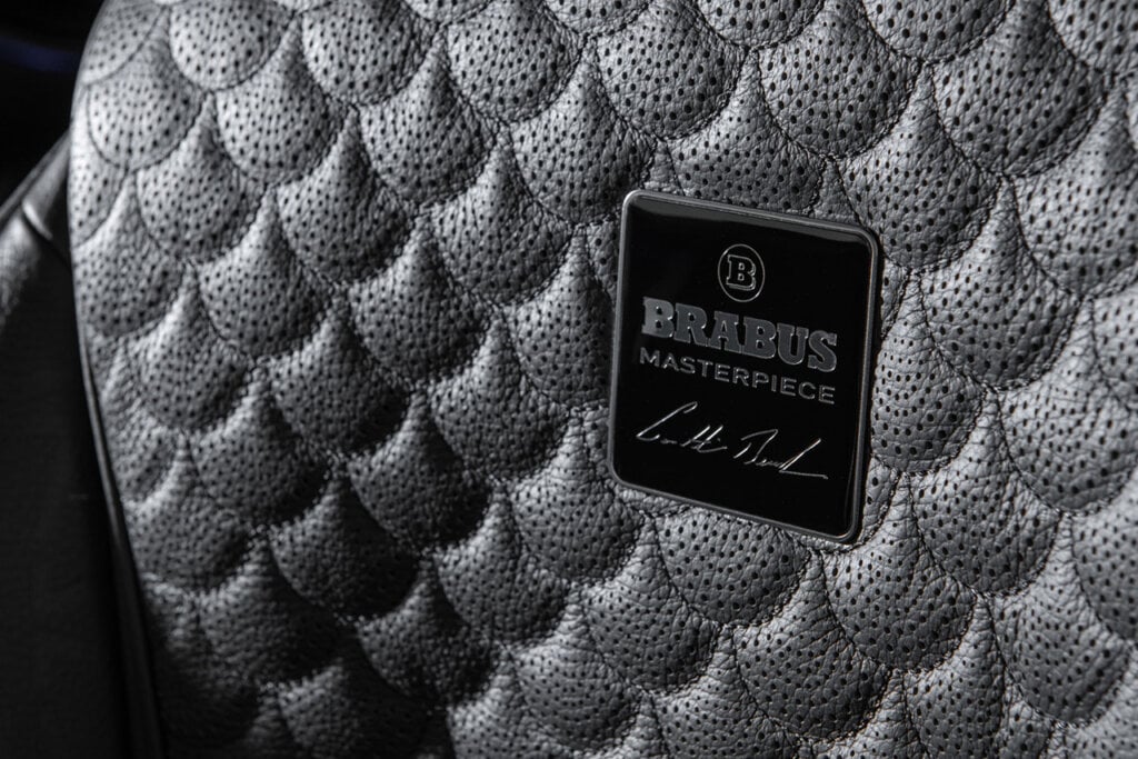 Brabus badge stitching on black seat