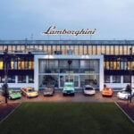 Lamborghini vehicles in front of building