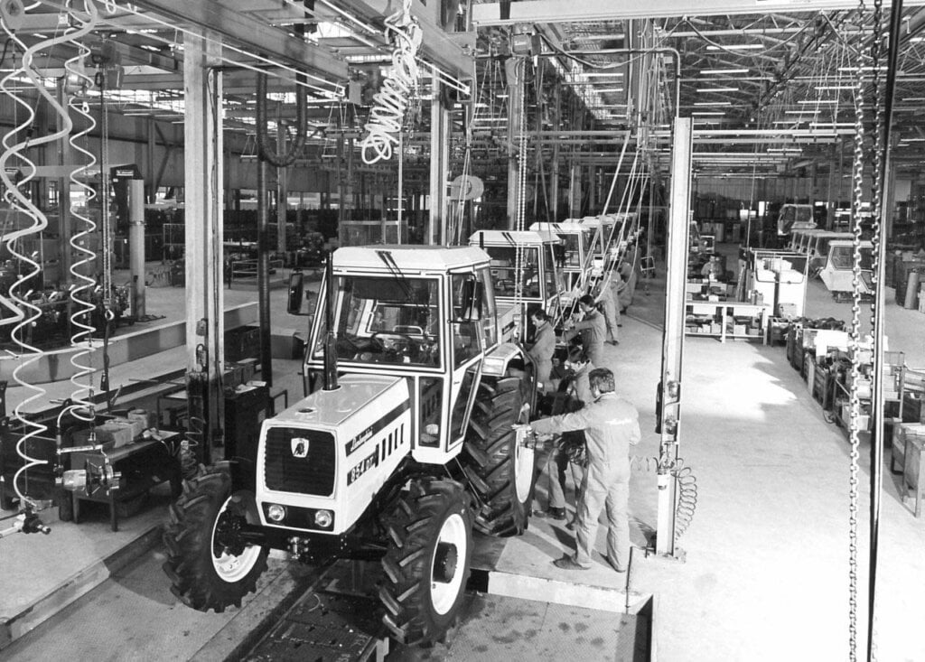lambo tractors in a factory