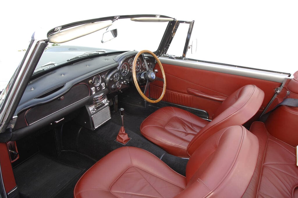 red leather seats in a db5 volante