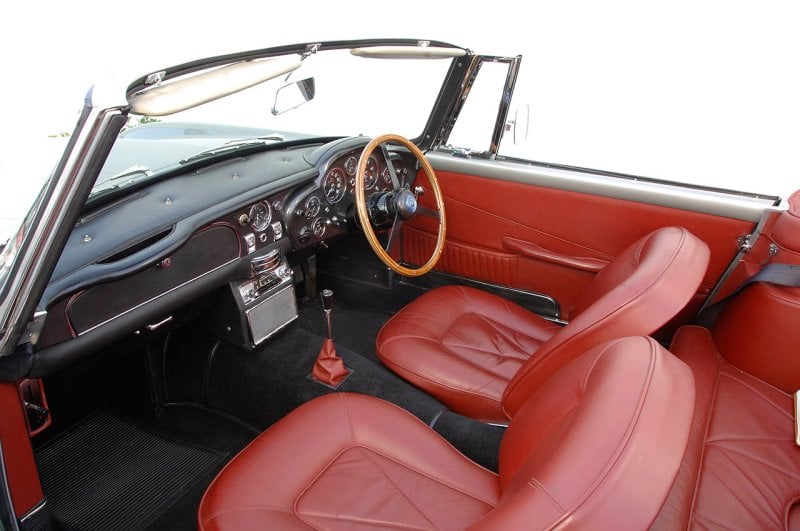 red leather seats in a db5 volante