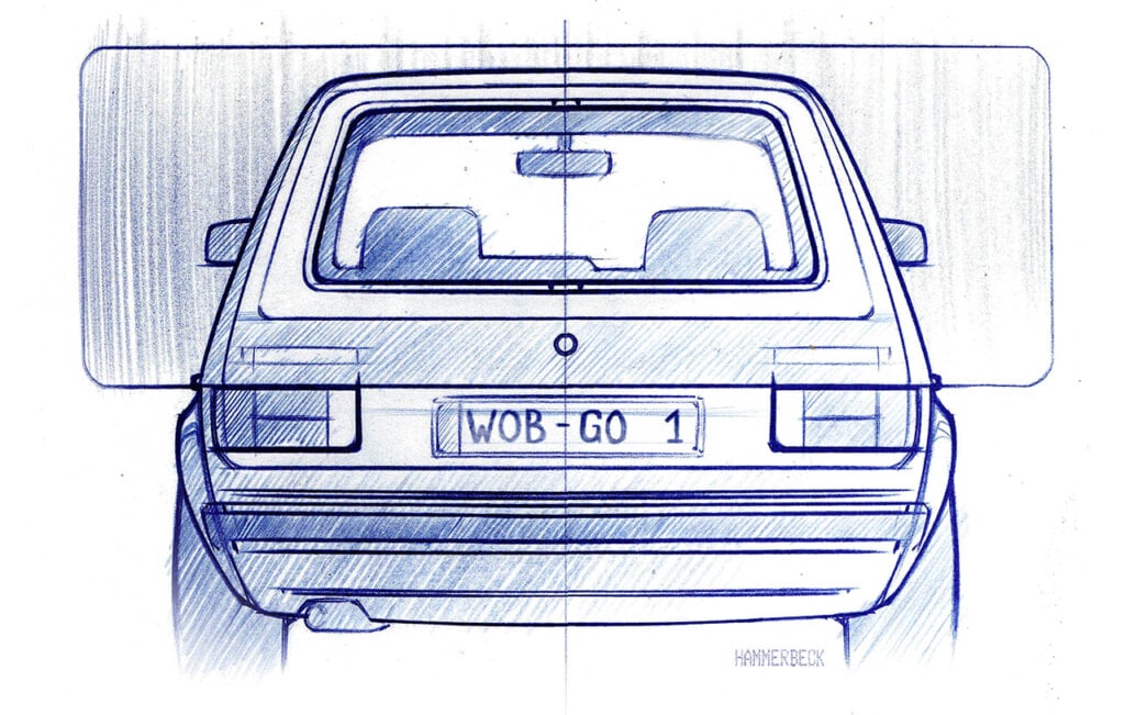 sketch design of the volkswagen golf mk1