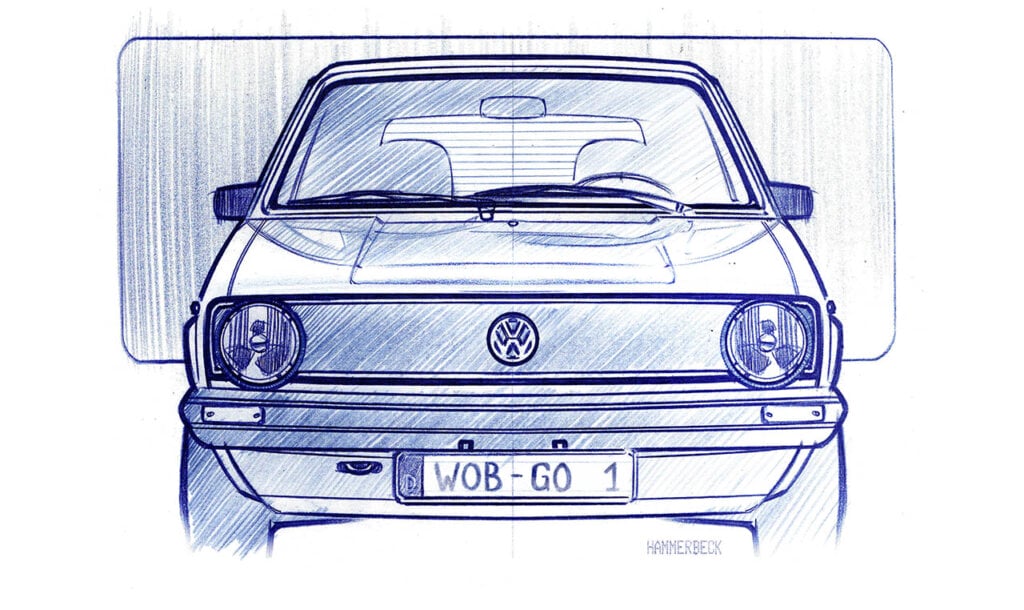 sketch of the volkswagen golf mk1