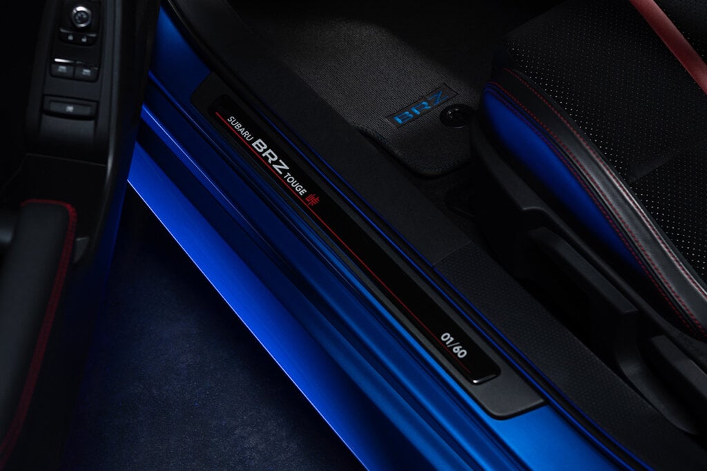 Side door panel that says Subaru BRZ Touge Edition 1/60