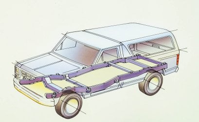sketch of a third gen bronco chassis