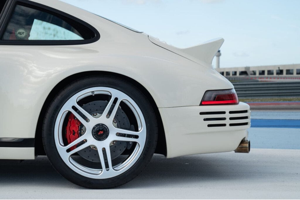 Rear closeup of the body lines of the RUF SCR