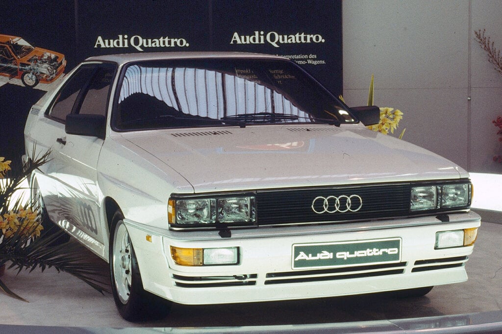 Audi Quattro on stage at the Geneva Motor Convention