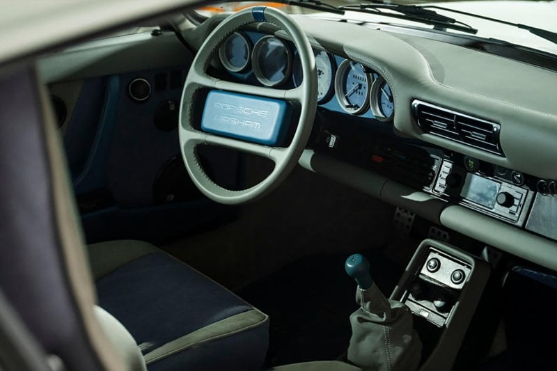 Interior shot of Porsche 930A restomod with updated interior