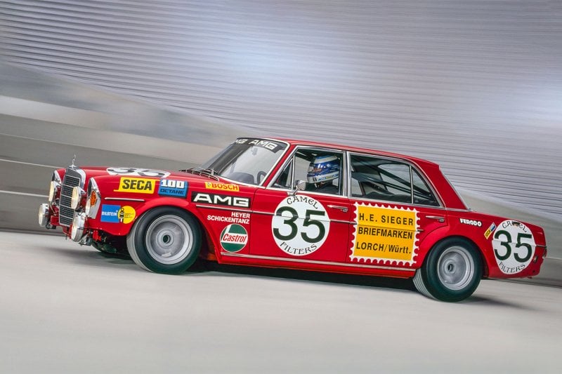 The Red Pig 300SEL race car from Mercedes AMG