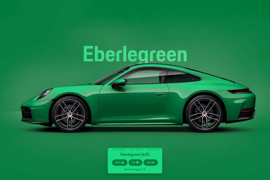 Eberlegreen Porsche 992 car pictured on green background