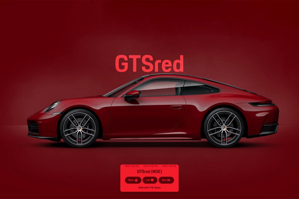 GTSred porsche 911 on a red background with words in background