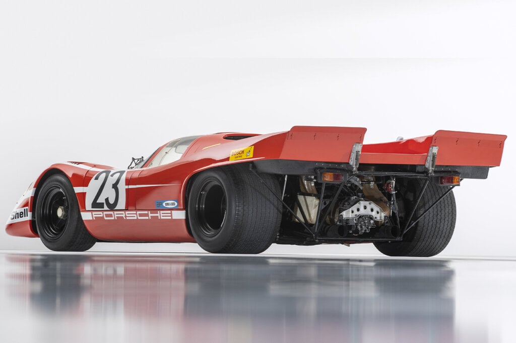 red whitw porsche 917 kh rear view